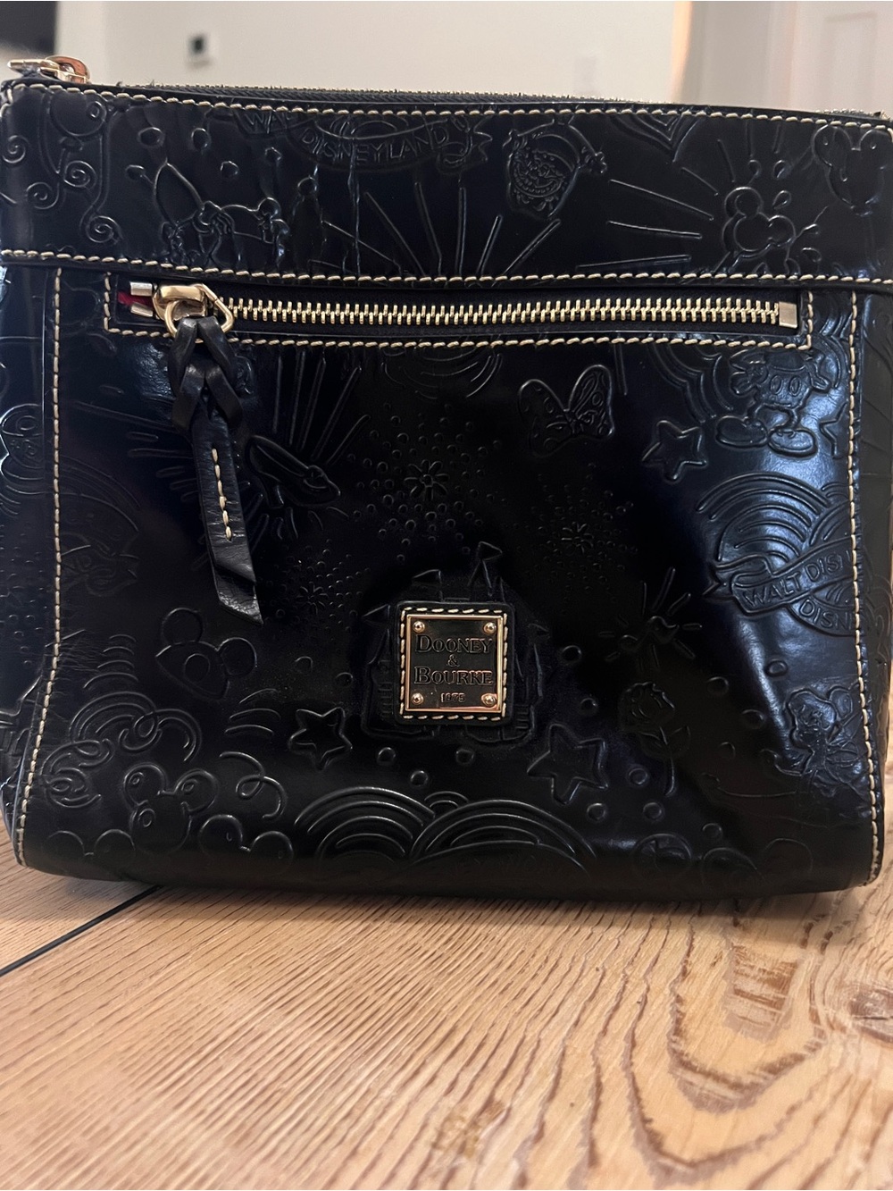 Dooney & Bourke Black Embossed Patent Crossbody with Gold Hardware